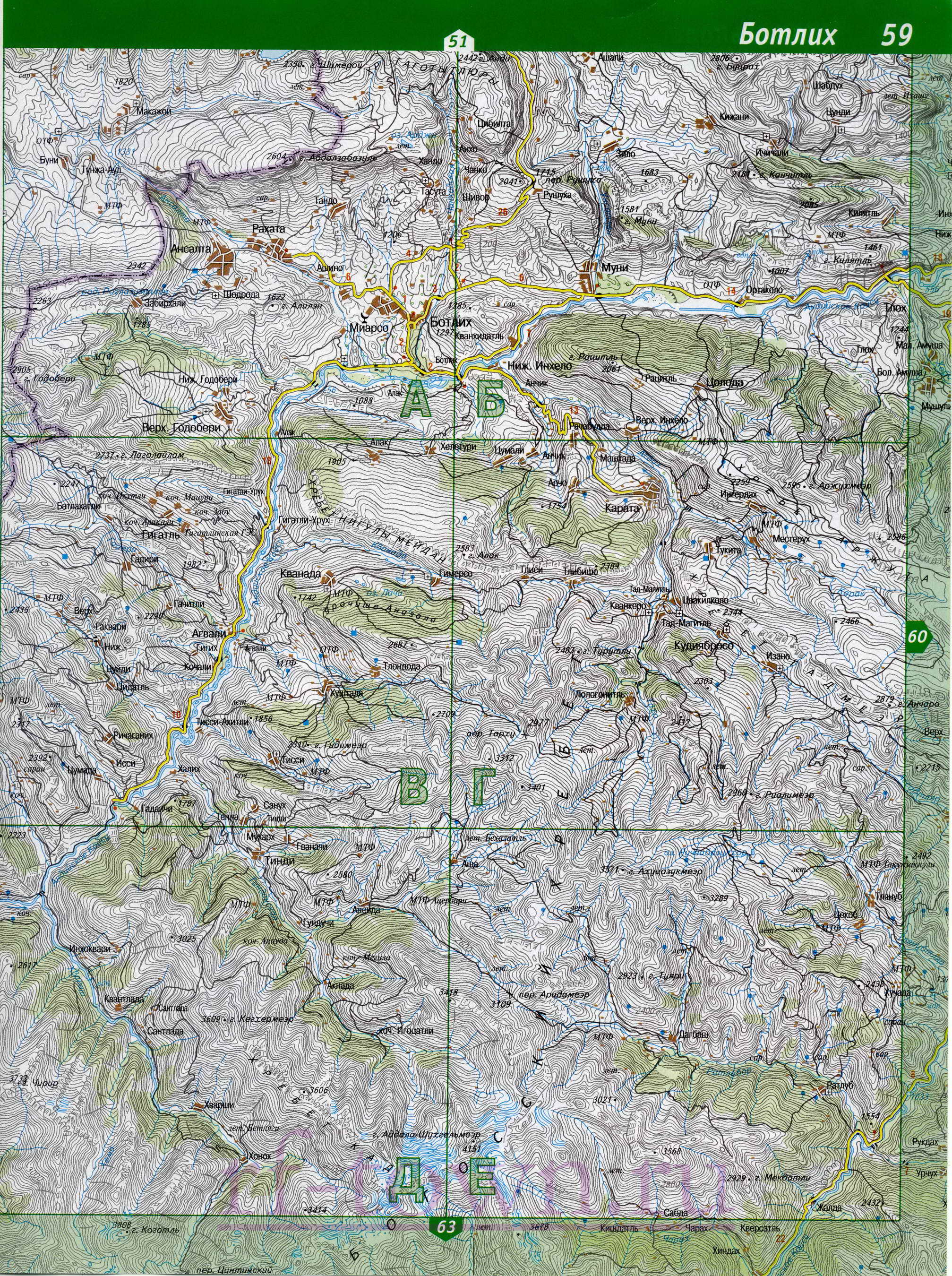 Карта Чечни. Топографическая карта Чечни. Подробная карта Чечни масштаба 1см:2км, C3 - 