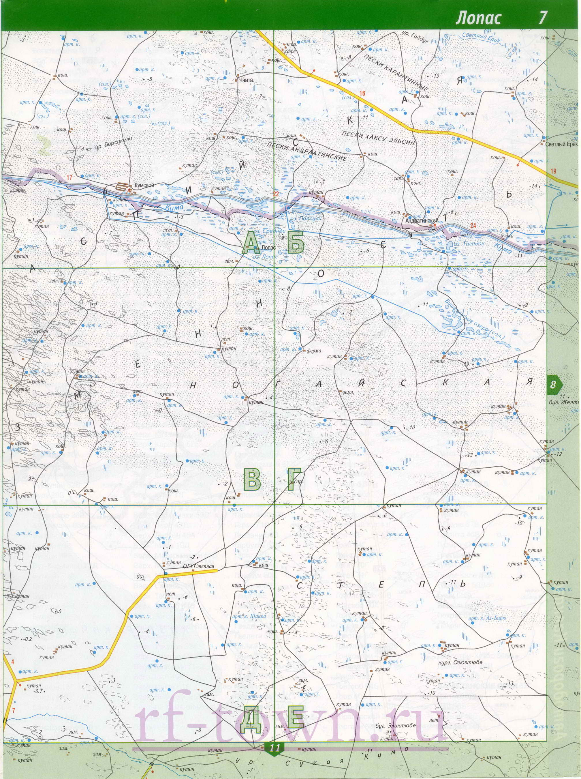 Карта Ногайского района Дагестана. Подробная топографическая карта - Ногайский район Дагестана, C0 - 